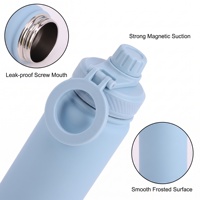 Bouteille isotherme en acier inoxydable de 18 oz avec bouchon à vis, poignée à anneau magnétique et finition thermolaquée pour la randonnée et les activités de plein air