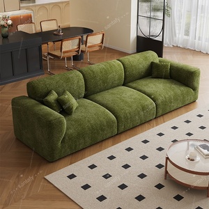 Ensemble de canapés en tissu chenille de style crème minimaliste français moderne, vente d'usine, pour salon d'hôtel simple, petit appartement, villa, salle de sport - Product Image 3