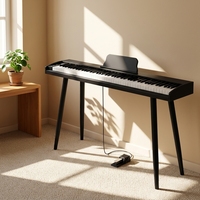 Piano numérique portable B130 avec coque en PVC imitation bois, alimentation 5V, fonction d'initiation et d'arrêt pour l'entraînement musical