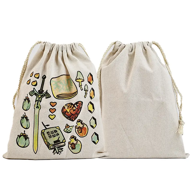 맞춤형 럭셔리 리넨 더스트 백 포장용 로고가있는 졸라매는 끈 가방 리넨 보석 선물 라인 드로우 스트링 백