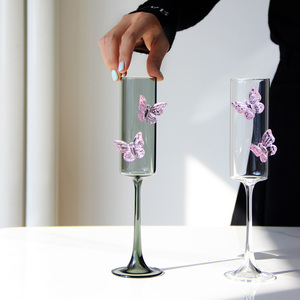 Borosilicato Heat Bonding High-Heel Glass High-Value Wine Cocktail Butterfly para Champagne Glass Drinkware - Product Image 2