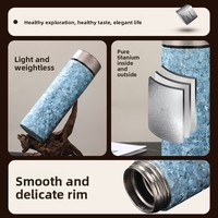 Botol Vakum Titanium Dinding Ganda Kelas Bisnis Premium dengan Kompartemen Infuser Teh, Sisi Lurus, Ringan, Portabel 6-12