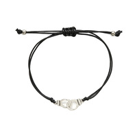 Alliage à la mode Antique Argent Plaqué Nouvelle Liberté Créative Lettre Menottes Cire Corde Charme Bracelet Avec Cartes