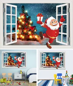 クリスマス壁掛けサンタクロースクリスマスツリー雪のシーンホームホリデーデコレーションタペストリー