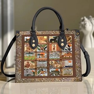 Bolsos Tote con Diseño Cultural Retro Africano para Damas, Bolsos de Mano con Estampado de Animales Africanos para Mujer, Bolsos de Compras con Patrón Personalizado, Regalos para Mujer - Product Image 3