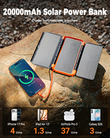 Banco de Energía Solar de 20,000 mAh con Panel Solar Plegable, Luz de Advertencia y Carga Rápida para Camping, Emergencias al Aire Libre y Senderismo 2026