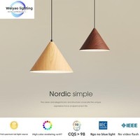 Lustre en fer rétro de style nordique japonais, lampe à suspension conique LED pour chambre à coucher, salle à manger