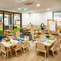 Conjunto de Muebles Preescolares de Madera para Jardín de Infancia, Guardería, Mesa, Silla, Armario de Almacenamiento, Centro de Aprendizaje