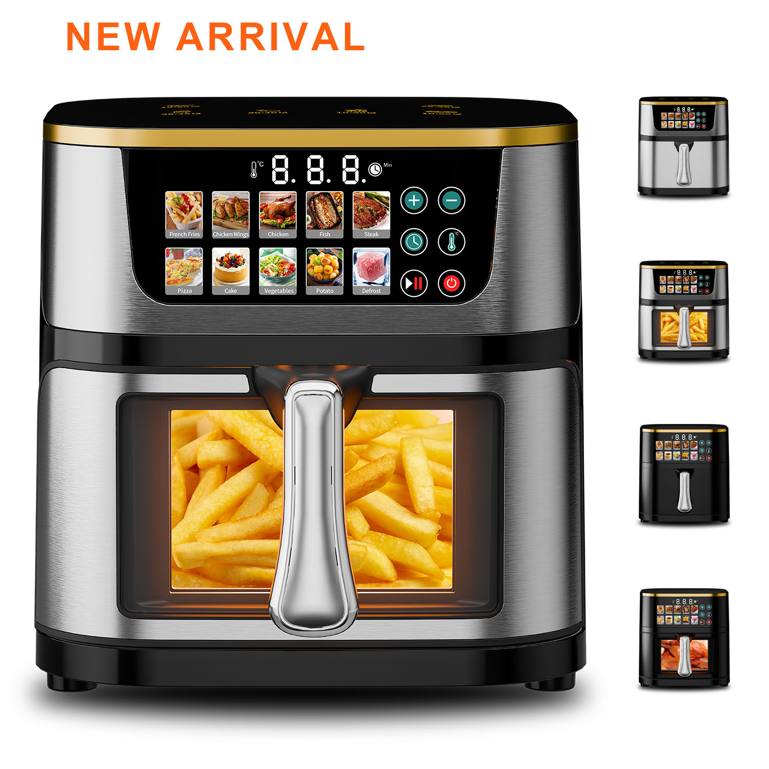 Smart Digital Air Fryer 15L Large Capacity Without Oil Stainless Steel Commercial Electric Kitchen Appliance for Home Cooking