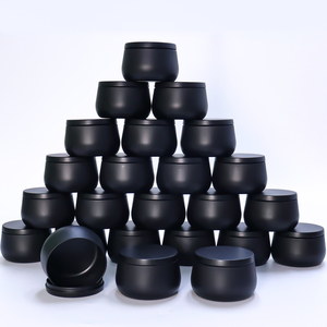 Paquete de 24 Latas Metálicas Negras Mate de 8oz para Velas con Tapa, Frascos para Velas, Se Puede Personalizar con Logotipo, Envases Redondos Vacíos para Velas, Aptos para Envasar Cera - Product Image 1