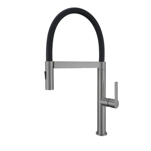 Robinet de cuisine moderne monotrou à poser sur le plan, en acier inoxydable noir 304, avec douchette extractible en laiton, mitigeur céramique pour évier, noir - Product Image 1