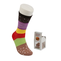 Personnalisé coloré coton équipage dame mignon chaussettes nouveauté drôle Hamburger paquet chaussettes pour les femmes