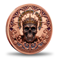 Pièce de monnaie en cuivre Couronné Roi des Morts Memento Mori 5 oz .999 Pur Haute Relief 3D Gothique Mort-vivant Royal Pièce de collection Cadeau