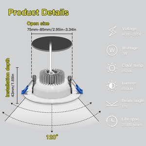 Panel LED Redondo Empotrable de 7W, Ultra Delgado, de Aluminio, de 4 Pulgadas, para Sala de Estar, Dormitorio, Oficina, Cocina, Venta al Por Mayor - Product Image 2