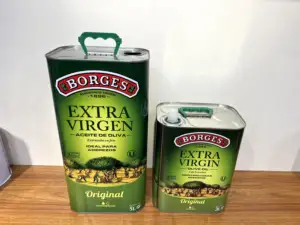 Custom Empty 3L 5L Square Extra Virgin Olive Oil Tin Can 3000ML Cooking Edible Oil Meta Rectangular Container With Plastic Lids
