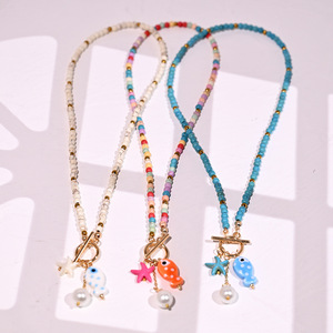 Collier à fermoir étoile <span class=keywords><strong>de</strong></span> mer, style bohème, perles colorées, collier ras du <span class=keywords><strong>cou</strong></span> hawaïen pour l'été, la plage et le bord <span class=keywords><strong>de</strong></span> mer, pour femmes et hommes - Product Image 5
