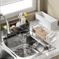 Brosse à vaisselle en plastique transparent de comptoir porte-éponge pour évier de cuisine