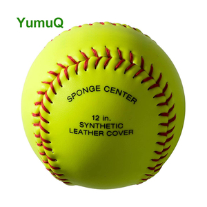 YumuQ Palline da Softball Personalizzate 12'' Misura Ufficiale in Pelle Sintetica - Nucleo in Schiuma <span class=keywords><strong>PU</strong></span> per Allenamento SlowPitch e Gioco Ricreativo - Product Image 2