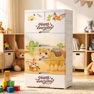 Armoire de chambre d'enfant à <span class=keywords><strong>6</strong></span> niveaux avec motifs d'animaux du désert, avec serrures de sécurité, armoire de rangement pour jouets, <span class=keywords><strong>commode</strong></span> en plastique avec <span class=keywords><strong>tiroirs</strong></span> - Product Image 3