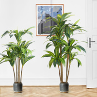 Arbre artificiel en plastique Dracaena en pot, plante tropicale réaliste, branches pliables, pour intérieur, Thanksgiving, Noël, Pâques, Nouvel An