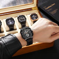 Montre-bracelet carrée minimaliste en quartz LP19, élégante montre pour homme, bracelet en cuir, aiguilles lumineuses, montres pour hommes, Reloj Montre