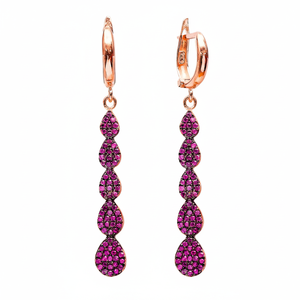 Rubí CZ piedra gota diseño pera pendientes largos venta al por Mayor turco hecho a mano 925 plata esterlina joyería fina - Product Image 2