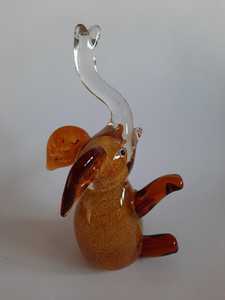 Figura de Elefante de Vidrio Soplado a Mano, Escultura Animal, Decoración Artística Coleccionable, Estilo Murano Hecho a Mano, Color Naranja Marrón, Pascua - Product Image 5