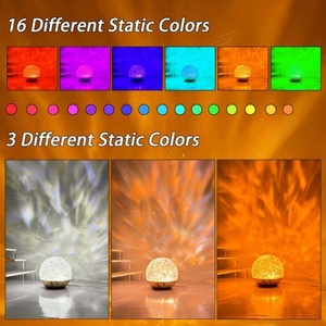 Lámpara de Cristal con Efecto de Ondas de Agua, USB, Rotación, Decorativa, Lámpara de Mesa Táctil con Control Remoto, Luz Nocturna para Dormitorio, Lámpara de Ambiente para Mesa de Noche - Product Image 2