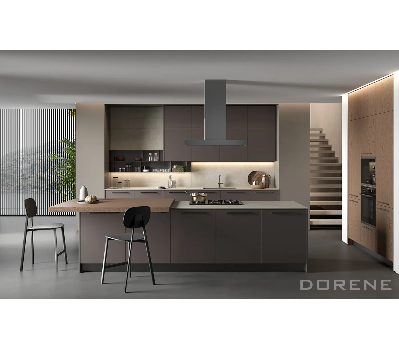 2024 Dorene High-end Small Size Affordable Luxury Lacquer Kitchen Cabinet With Island