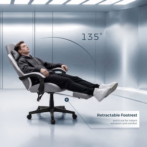 <span class=keywords><strong>Chaise</strong></span> de bureau ergonomique entièrement réglable en tissu tricoté OEM ODM avec repose-pieds rétractable et accoudoirs articulés pour personnes corpulentes - Product Image 3