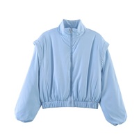Vêtements pour femmes transfrontaliers Automne Hiver 2026 Mode INS Européenne Américaine Veste courte en polyester à col montant et fermeture éclair