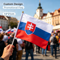 Drapeau de la Slovaquie personnalisé promotionnel, 14x21cm, 100% polyester, mini drapeau à agiter à la main