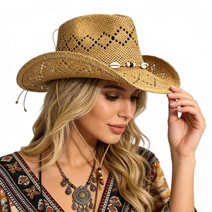 Chapeau de cowboy en paille fantaisie à motif western pour <span class=keywords><strong>homme</strong></span> et femme, vente en gros à prix réduit - Product Image 1