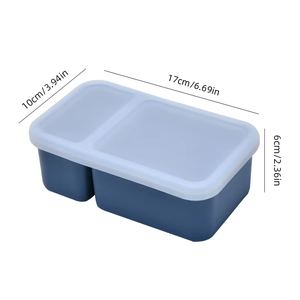 Boîte à lunch bento en silicone à 2 compartiments, anti-fuite, portable, rectangulaire, pour enfants et adultes - Product Image 2