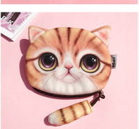 Dompet koin kucing ekor kecil lucu dompet kanvas Mini pendek mainan boneka Desain kartun kreatif