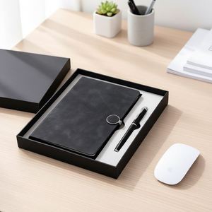 Wholesale Promotional Luxury Gifts Items Notebook Gift Set Business Office Black Faux Leather Magnetic <b>Diary</b> A5 Journal With Box - Product Image 4