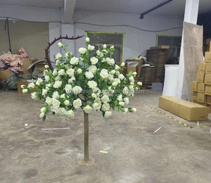 Evento di nozze decorazione del partito centrotavola bianco fiore di ciliegio artificiale albero verde con foglie di Banyan per esterni - Product Image 2