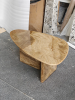 Table d'appoint en onyx blanc persan naturel, table d'appoint ovale irrégulière en pierre, décoration de salon, table en pierre couleur café