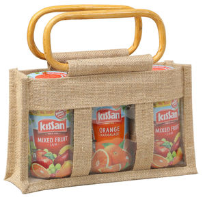 ถุงกระสอบป่านแบบมีหูหิ้วสามขวด ถุงกระสอบป่านใส่แยม ถุงย่อยสลายได้ ผลิตในรัฐเบงกอลตะวันตก ประเทศอินเดีย - Product Image 1