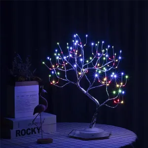 구리 와이어 크리스마스 밤 빛 홈 휴일 키즈 바 장식 요정 빛 LED 화재 트리 테이블 램프
