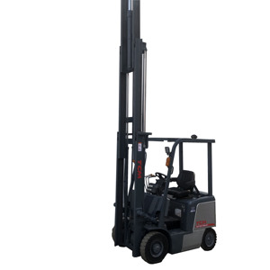 Used Komatsu TCM 1.5 Ton 3-Stage Electric Forklift Stacker with Drum <b>Handling</b> for Narrow Aisle Applications - Product Image 1