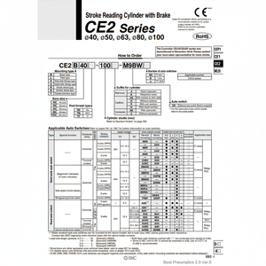 Pièces pneumatiques de cylindre de lecture de course CE2F63-200 de SMC Pneumatics - Product Image 1