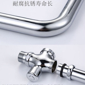 Tuyau de chasse d'eau pour toilettes à la turque 32 mm en acier inoxydable 304, en forme de L, à fixation murale, avec valve à pédale, économie d'eau - Product Image 4