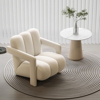 Fauteuil d'appoint en tissu velours de luxe, canapé simple minimaliste avec pieds en bois robustes pour la maison ou le bureau