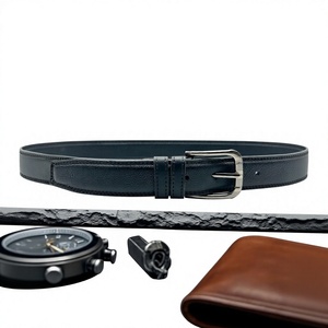 Ceintures pour hommes écologiques en cuir de vache avec boucle en acier, design 3D carré vintage, résistantes à l'eau, durables, légères, faites à la main, BS - Product Image 5