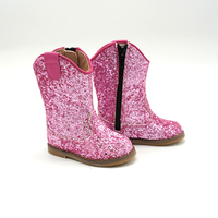 Bottes de cowboy en cuir pour Noël, chaussures d'hiver tendance OEM, chaussures plates décontractées, bottes de cowgirl scintillantes, chaussures de luxe pour filles, vente en gros