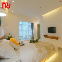 Nouveau design de meubles pour hôtel, deux lits simples, ensemble pour chambre à coucher de luxe, casino Sd fabriqué en Chine, lit mural en bois à panneaux modernes