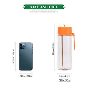 Bouteille d'eau en Tritan noir gobelet sans Bpa 25 oz gobelet en plastique réutilisable en vrac tasse à <span class=keywords><strong>patron</strong></span> personnalisée avec couvercles et pailles - Product Image 2