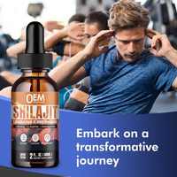 Shilajit liquide pur de l'Himalaya de l'usine Biocaro OEM, nature purifié, gouttes de shilajit avec acide fulvique pour adultes