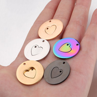 Nouveau Collier de Couple en Acier Inoxydable Poli Miroir, Grand Pendentif Cœur Entrelacé, Accessoires DIY pour Bracelet et Collier
